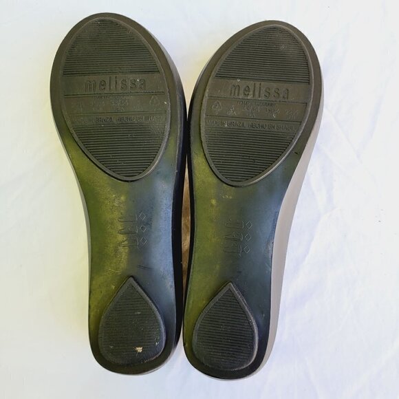 Melissa Women's Black Peep Toe Ultragirl Sweet Bow Flats - size 5 - Picture 9 of 10